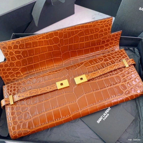 Repladies REP YSL CROCODILE-EMBOSSED MANHATTAN CLUTCH IN LEATHER 0712